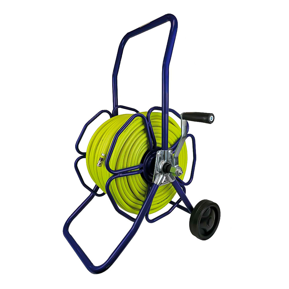 Metal Wheeled Hose Reel c/w 100m of 6mm Streamline® HIVIZ Hose - assembled