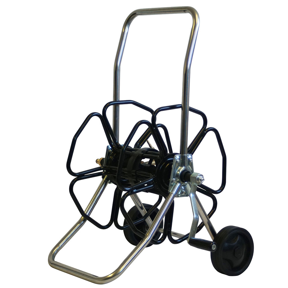 Metal Hose Reel - Wheeled, with Stainless Steel Frame - assembled